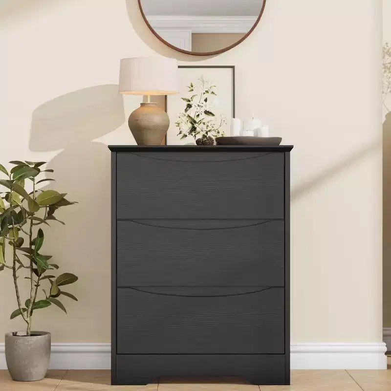 Modern Dresser with 3 Spacious Drawers - 23.6x14.2x29.5, Hidden Handles for Bedroom & Living Room