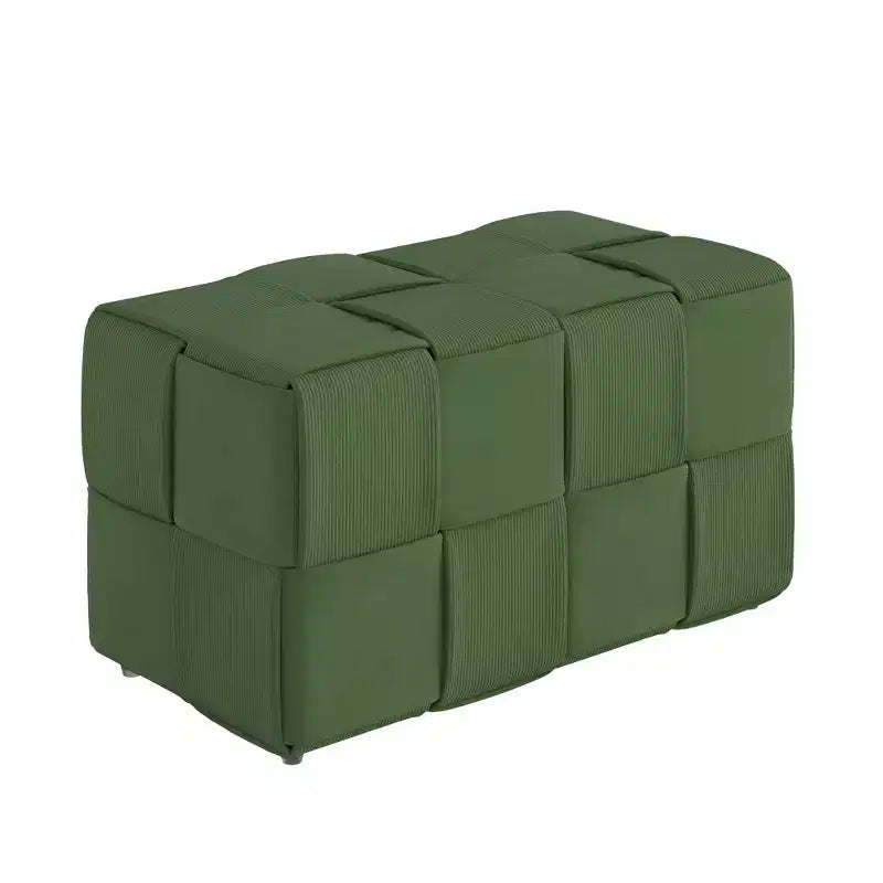Pouffe ottoman rectangulaire en velours côtelé tissé