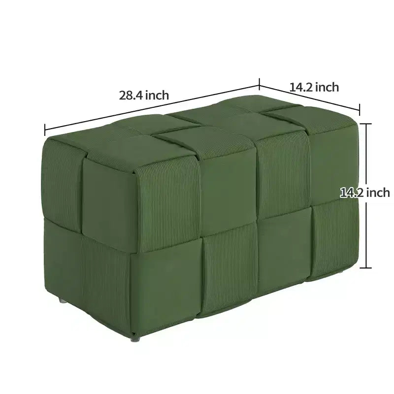 Pouffe ottoman rectangulaire en velours côtelé tissé