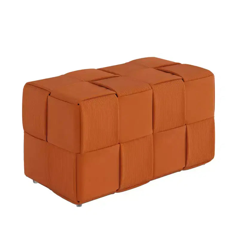 Pouffe ottoman rectangulaire en velours côtelé tissé