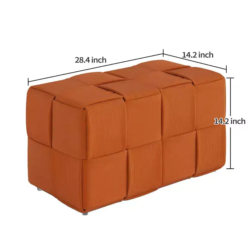 Pouffe ottoman rectangulaire en velours côtelé tissé