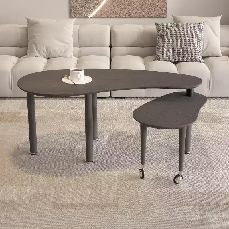 Table basse moderne avec pieds en bois massif et plateau coulissant pour salon