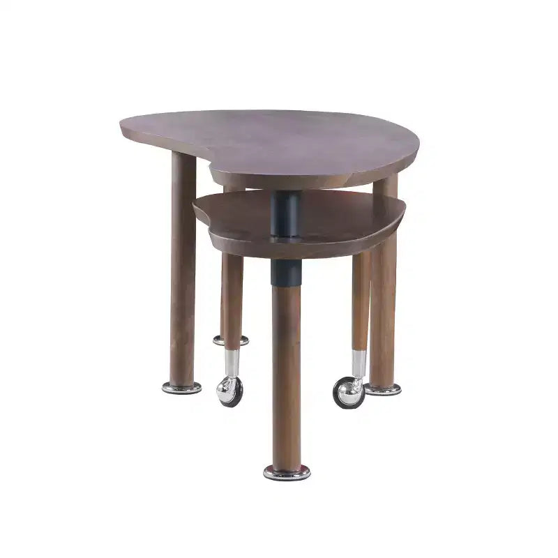 Table basse moderne avec pieds en bois massif et plateau coulissant pour salon