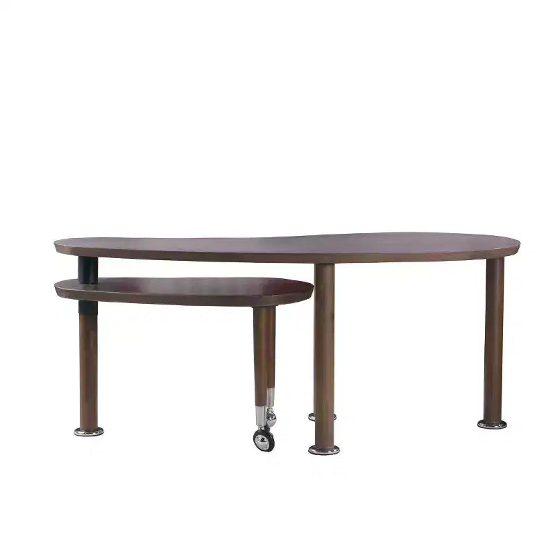 Table basse moderne avec pieds en bois massif et plateau coulissant pour salon