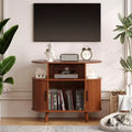 Meuble de lecture de disques vinyles de style Mid-Century Modern, Étagère de tourne-disque en bois, Meuble de rangement ouvert pour vinyles, pour salon, chambre à coucher