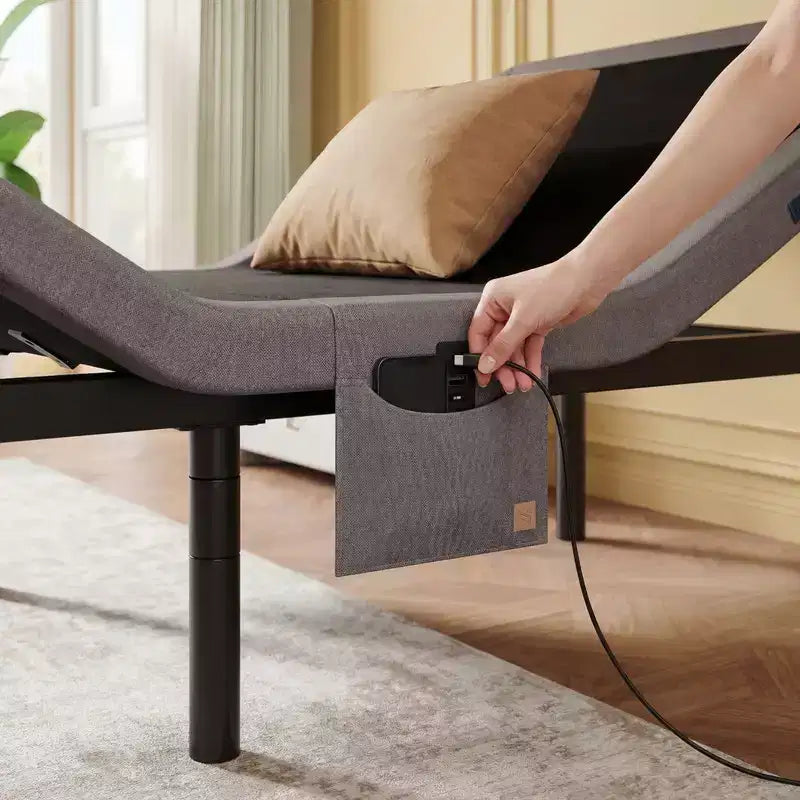 Cadre de lit électrique, modes Zéro-Gravité et Zéro-Écart, cadre de lit réglable avec 4 ports USB et télécommande sans fil