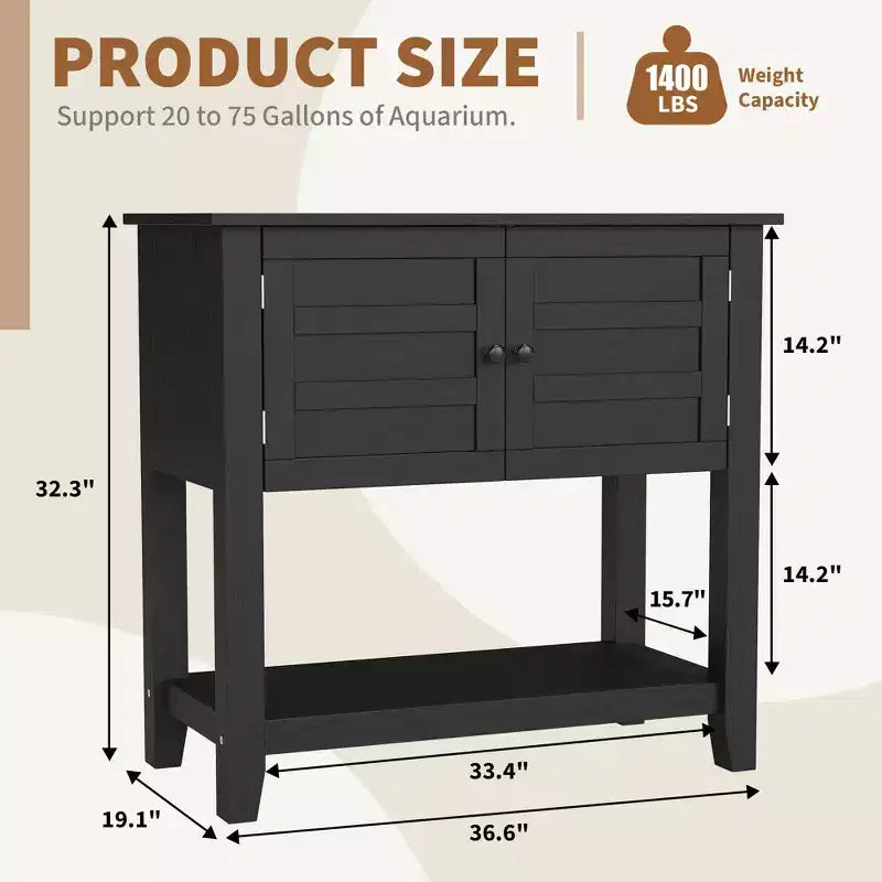 Meuble de support pour aquarium 20-29 gallons, deux niveaux, anti-basculement, rangement ouvert, pour salon, maison