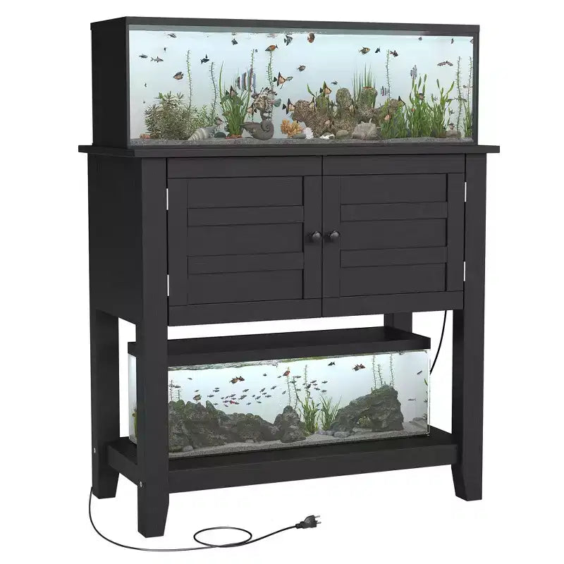 Meuble de support pour aquarium 20-29 gallons, deux niveaux, anti-basculement, rangement ouvert, pour salon, maison