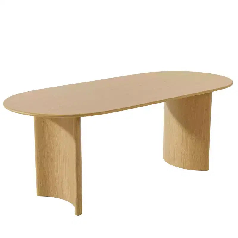 HomeRoots 67 Natural Solid Wood Double Pedestal Base Oval Dining Table