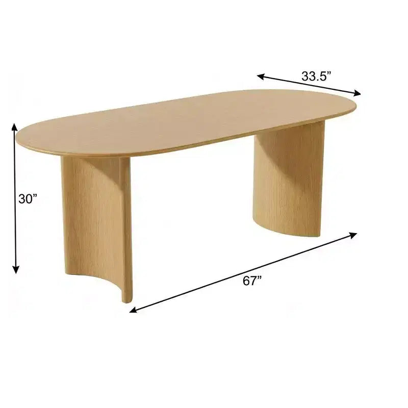 Table à manger ovale avec double piédestal en bois massif naturel