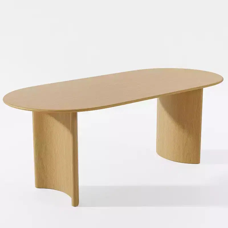 Table à manger ovale avec double piédestal en bois massif naturel