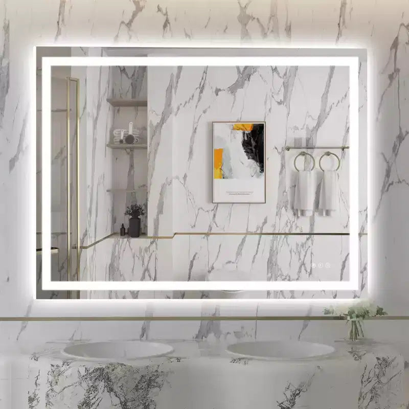 SUMERAIN 48x36 Wall LED Bathroom Mirror Shatter-Proof, ETL Anti-Fog Vanity Mirror Stepless Dimmable