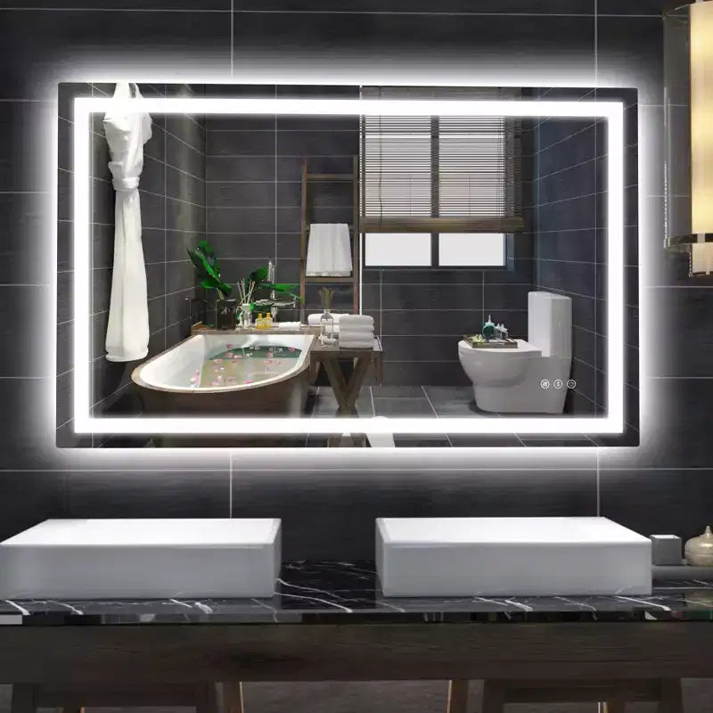 SUMERAIN 48x30 Wall Bathroom Mirror with 3 Color, Anti-Fog ETL Smart LED Vanity Mirror with Light