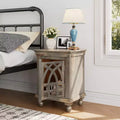 Table de chevet fonctionnelle et élégante en bois gris antique pour chambre à coucher ou salon