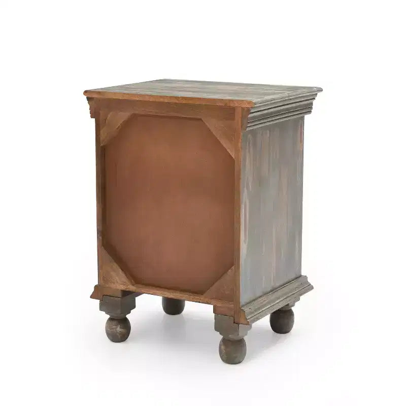 Table de chevet fonctionnelle et élégante en bois gris antique pour chambre à coucher ou salon