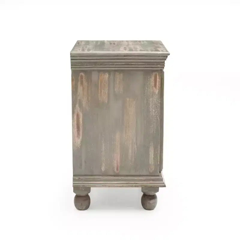 Table de chevet fonctionnelle et élégante en bois gris antique pour chambre à coucher ou salon
