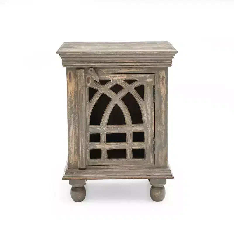 Table de chevet fonctionnelle et élégante en bois gris antique pour chambre à coucher ou salon