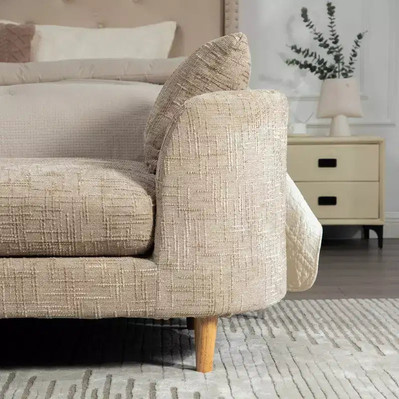 Banc rembourré, banc de bout de lit rembourré en chenille, banquette longue, banc d'entrée minimaliste, pouf avec coussin moelleux et oreiller