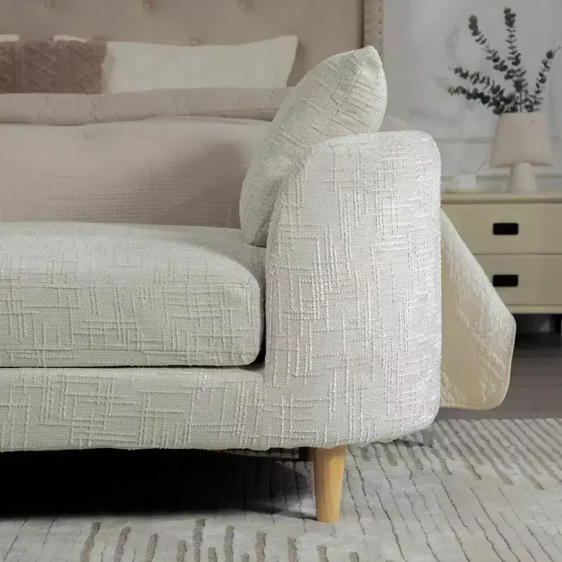 Banc rembourré, banc de bout de lit rembourré en chenille, banquette longue, banc d'entrée minimaliste, pouf avec coussin moelleux et oreiller