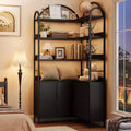 6-Tier Corner Bookshelf 74H L-Shaped Bookcase with Cabinet Doors Storage for Living Room Home Office