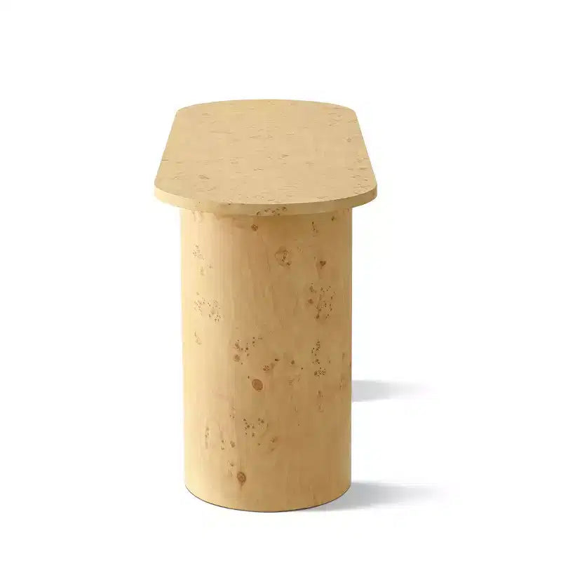 Console d'entrée ovale moderne de 60 pouces avec grain de bois de loupe et pieds demi-cercle, table de canapé pour foyer, couloir ou salon