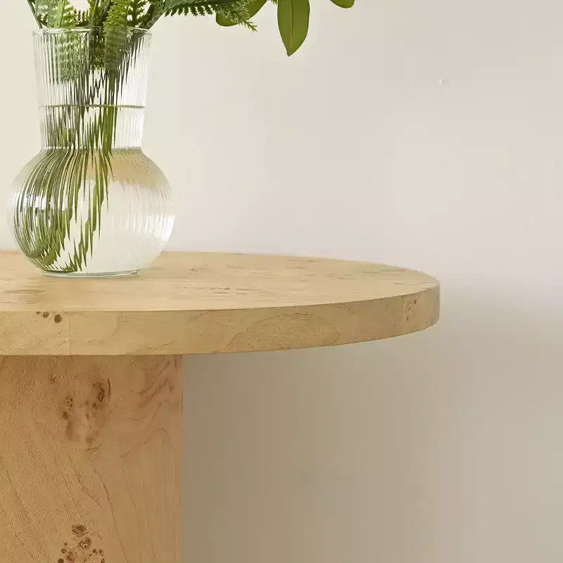 Console d'entrée ovale moderne de 60 pouces avec grain de bois de loupe et pieds demi-cercle, table de canapé pour foyer, couloir ou salon