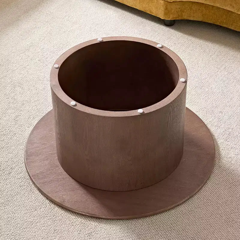 Lot de 2 tables basses rondes en MDF pour salon, appartement, espace détente, couleur noyer