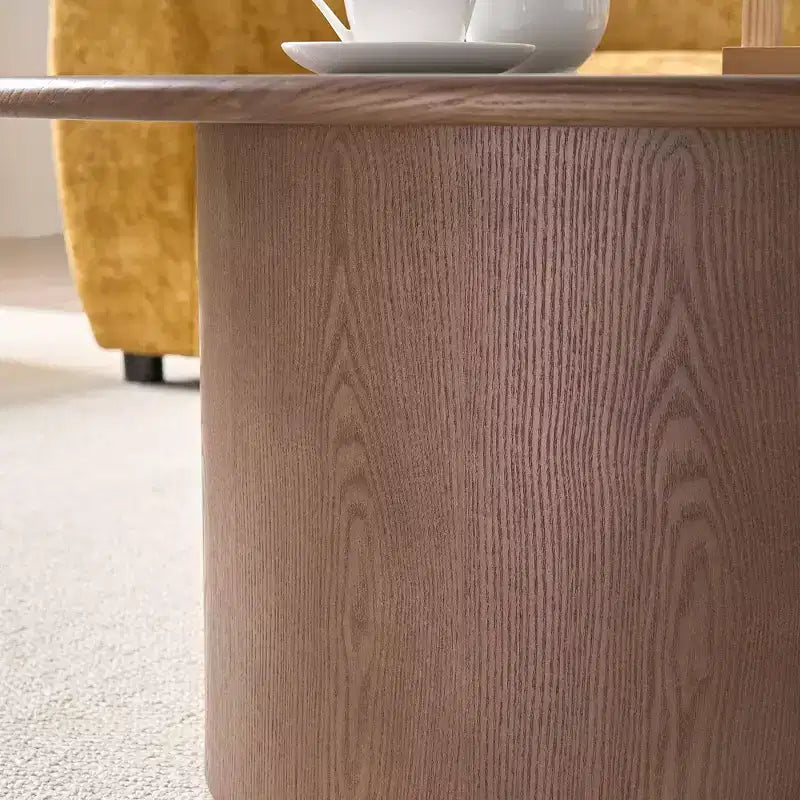 Lot de 2 tables basses rondes en MDF pour salon, appartement, espace détente, couleur noyer