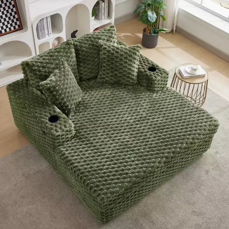60" Grande méridienne intérieure avec accoudoirs et coussins, canapé-lit rembourré, chaise longue de lecture confortable pour le salon et la maison