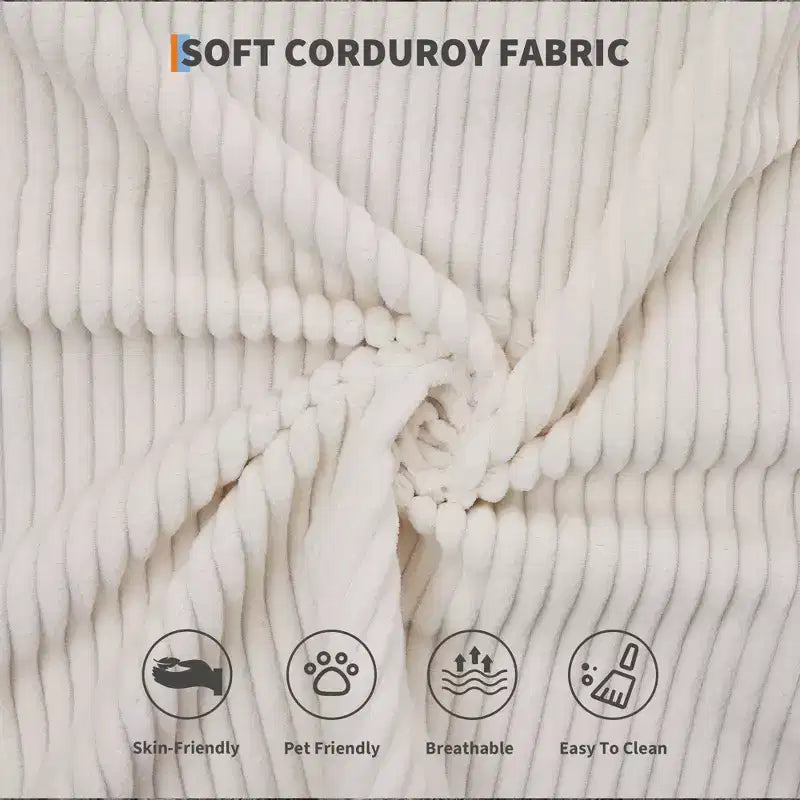 Canapé-lit convertible 4-en-1, matelas de sol pliant sans cadre en velours côtelé de 79 po avec oreiller, causeuse sans assemblage pour petit appartement