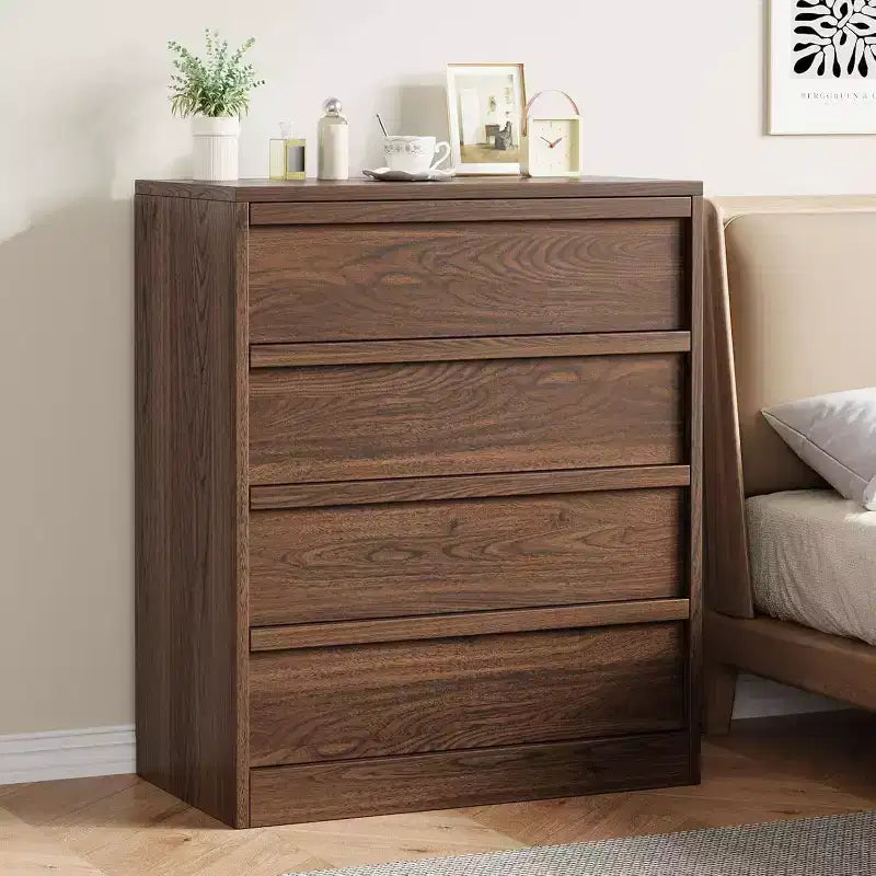 GustoWave Modern Bedside End Side Table, 4 Drawer Dresser for Bedroom, Living Room, Entryway, Brown