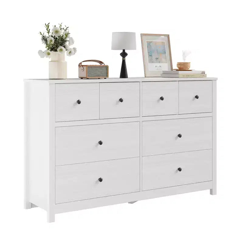 Commode moderne à 8 tiroirs pour chambre à coucher, grande commode en bois avec tiroirs profonds, meuble de rangement autonome pour salon