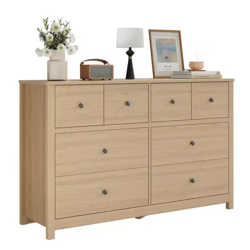 Commode moderne à 8 tiroirs pour chambre à coucher, grande commode en bois avec tiroirs profonds, meuble de rangement autonome pour salon