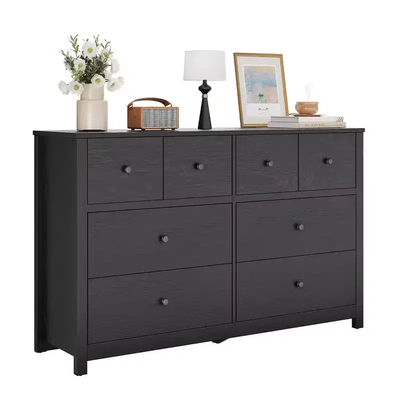 Commode moderne à 8 tiroirs pour chambre à coucher, grande commode en bois avec tiroirs profonds, meuble de rangement autonome pour salon