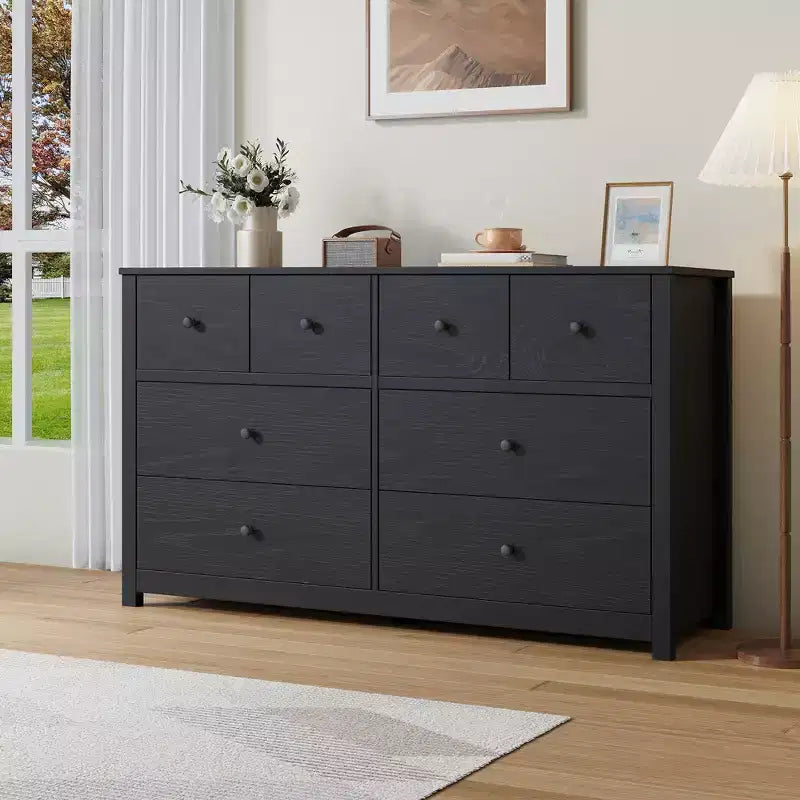 Modern 8-Drawer Dresser for Bedroom, Wide Wood Chest of Drawers with Deep Storage, Freestanding Organizer Cabinet Furniture for Living Room