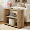 Lantine Narrow Side Table, 3-Tier End Table with Storage Shelves, Farmhouse Bedside Table for Bedroom, Living Room, Small Spaces, Sofa Couch, Natural