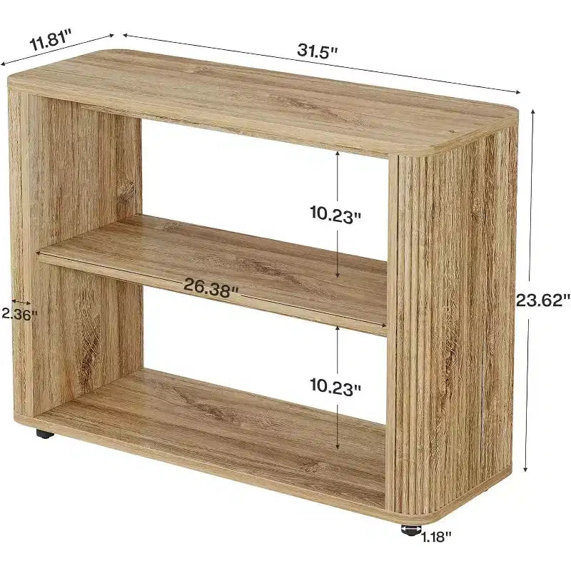 Table d'appoint étroite, table de bout à 3 niveaux avec étagères de rangement, table de chevet de style ferme pour chambre à coucher, salon, petits espaces, canapé, couleur naturelle