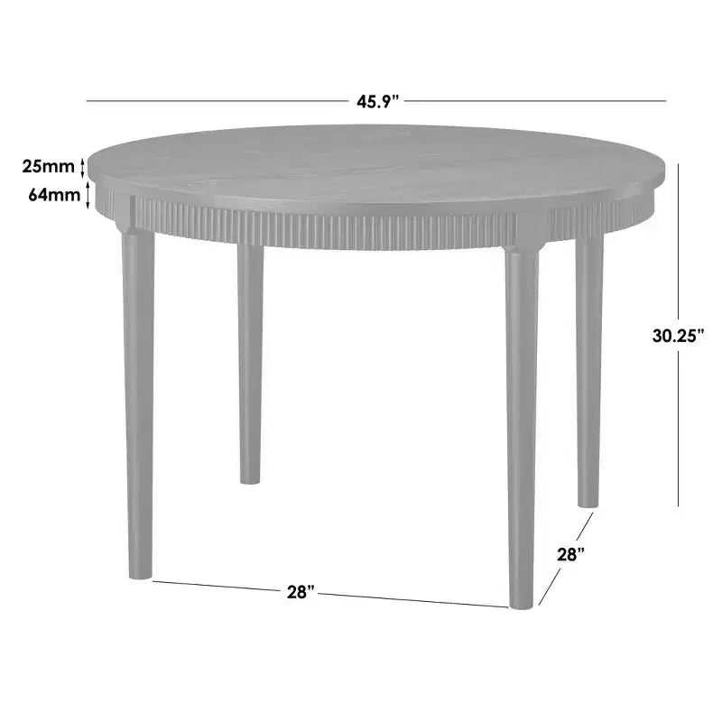 Table de salle à manger avec tablier rond cannelé