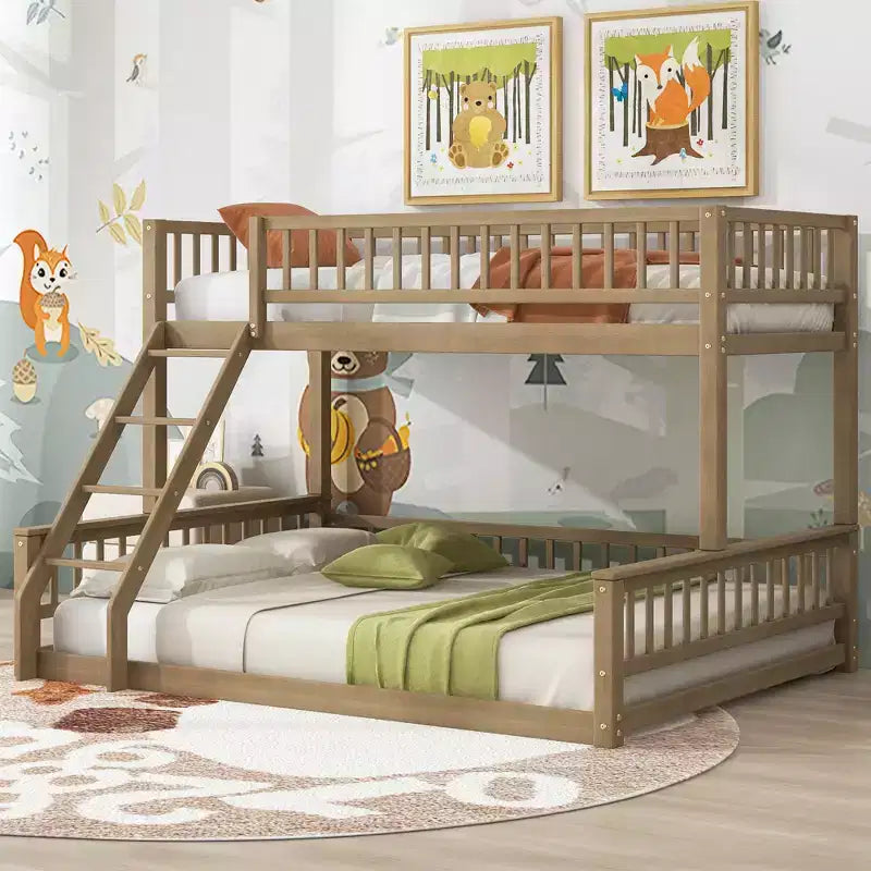 Lit en bois Twin XL avec garde-corps, échelle, assemblage facile