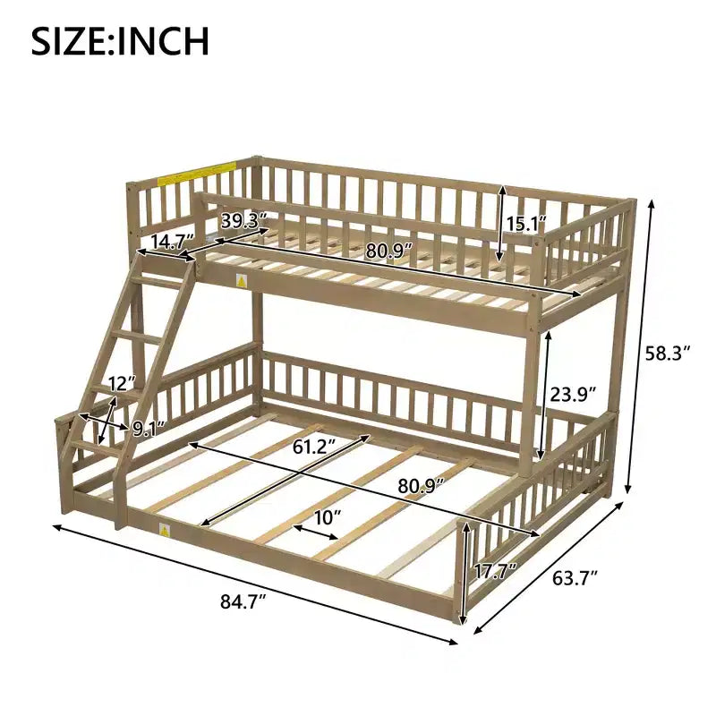 Lit en bois Twin XL avec garde-corps, échelle, assemblage facile