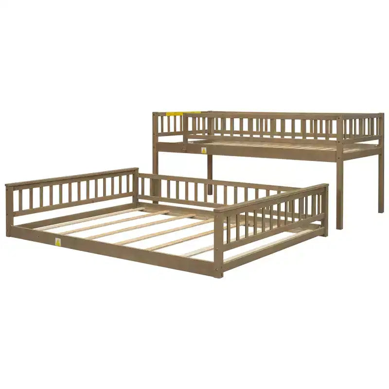Lit en bois Twin XL avec garde-corps, échelle, assemblage facile