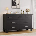 51 Inch Wide Modern Wood Dresser with 7 Drawers, Sturdy Chest of Drawers with Metal Handles for Bedroom & Living Room