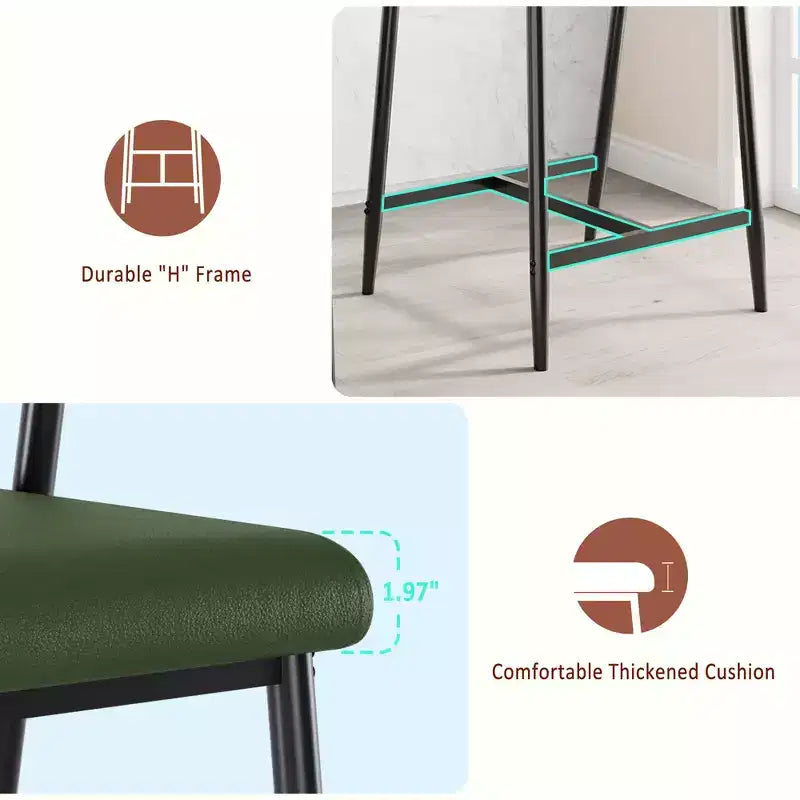 Lot de 2 tabourets de bar à hauteur de comptoir avec accoudoirs, tabouret de bar rembourré avec dossier, siège large et doux, lot de tabourets de bar en métal pour îlot de cuisine, montage facile