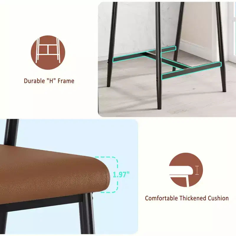 Lot de 2 tabourets de bar à hauteur de comptoir avec accoudoirs, tabouret de bar rembourré avec dossier, siège large et doux, lot de tabourets de bar en métal pour îlot de cuisine, montage facile