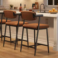 Counter Height Bar Stools Set of 2 with Arms, Upholstered Barstool with Back, Soft Wider Seat, Metal Bar Stools Set for Kitchen Island, Easy Assembly