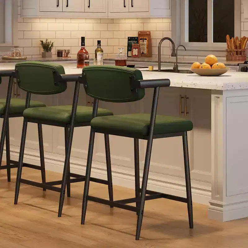 Lot de 2 tabourets de bar à hauteur de comptoir avec accoudoirs, tabouret de bar rembourré avec dossier, siège large et doux, lot de tabourets de bar en métal pour îlot de cuisine, montage facile