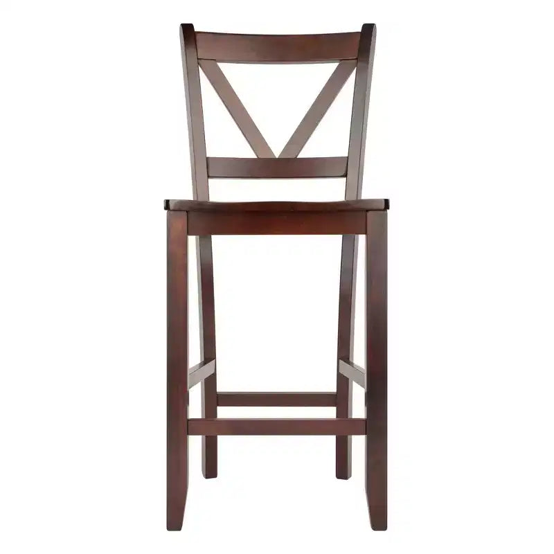 Tabouret de bar à hauteur de comptoir avec dossier en V Bois/Noyer