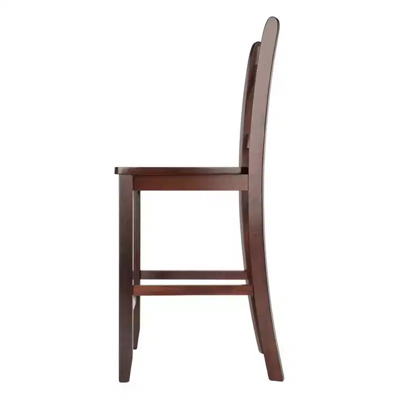 Tabouret de bar à hauteur de comptoir avec dossier en V Bois/Noyer