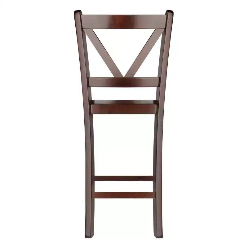 Tabouret de bar à hauteur de comptoir avec dossier en V Bois/Noyer