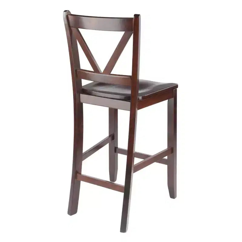 Tabouret de bar à hauteur de comptoir avec dossier en V Bois/Noyer